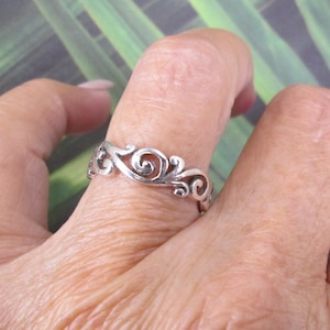 Sterling Silver Swirly Ring&gt;Heavy Ring,Best Seller ring,Swirl Wedding Band,Thumb ring,Scroll Ring,925 Sterling Ring,925 Sterling Silver Band
