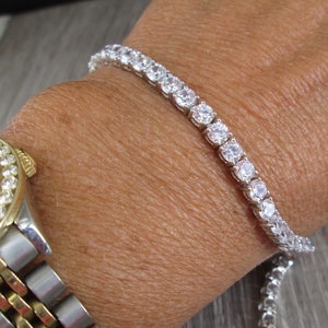 Simulated DIAMOND Sterling Tennis Bracelet&gt;Dazzling High Grade Stones,Safety Clasp&gt;925 Sterling Bracelet,Diamond Tennis Bracelet,CZ Tennis