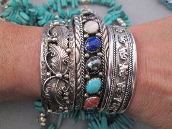 Sterling Silver ELEPHANT Cuff Bracelet from Bali>… - image 2