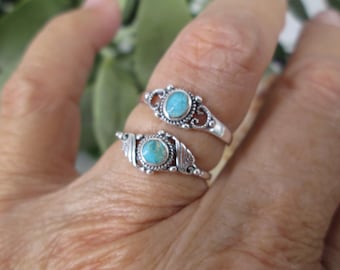 Dainty Turquoise Rings>925 Sterling Genuine Turquoise Ring,Turquoise Ring,Silver Turquoise Stacking Ring,Choice of Design,925 Turquoise Ring