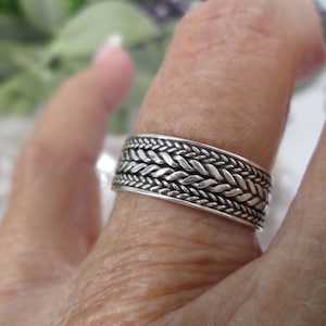 Braided Sterling Band&gt;925 Native Design Band,Chevron Design with Braiding Ring,Silver Band,Southwestern Ring,Wedding Band,925 Sterling Band