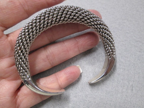 Sterling Silver Woven Cuff Bracelet>Heavy 925 Ste… - image 6