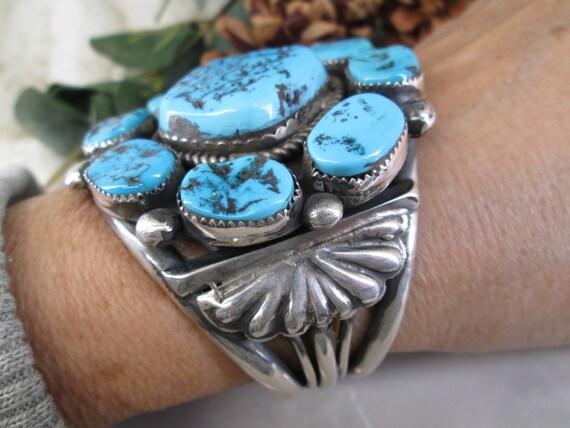 Native American TURQUOISE Sterling Cuff Bracelet>… - image 4