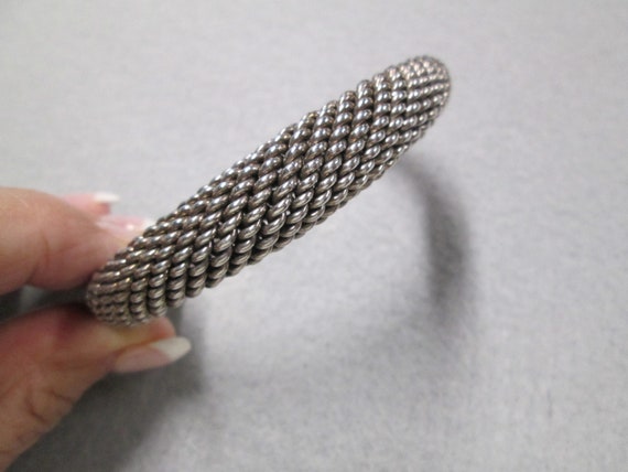 Sterling Silver Woven Cuff Bracelet>Heavy 925 Ste… - image 7