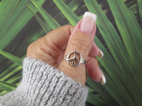 Solid Sterling Silver PEACE SIGN Ringvintage Peace Sign Ring 925