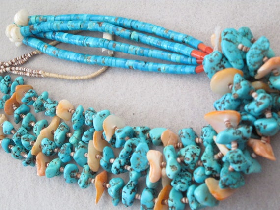 Vintage Navajo Genuine Turquoise Jacla Necklace>C… - image 8