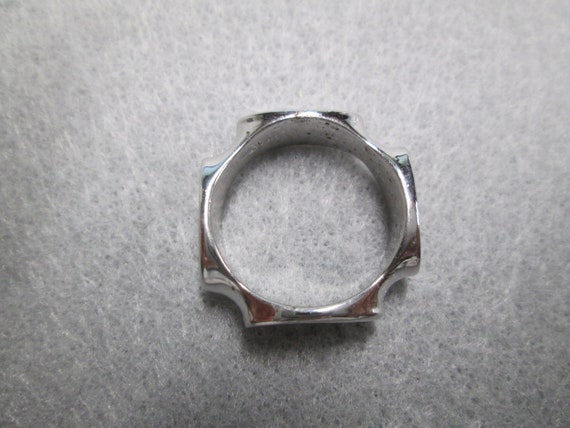 Solid Sterling Silver 4 Sided Signet Ring>925 Sig… - image 4