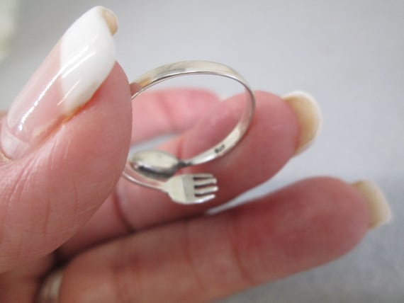 Sterling Silver Small Fork and Spoon Ring>Cutlery… - image 7