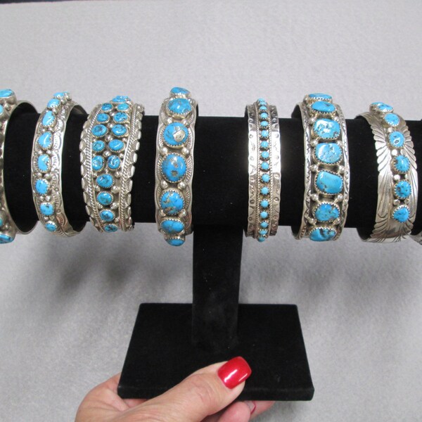 Navajo 925 Sterling Silver GENUINE Sleeping Beauty TURQUOISE Cuffs>Turquoise Cuff,925 Turquoise Bracelet>Choose Your Favorite>Unisex-JNB151