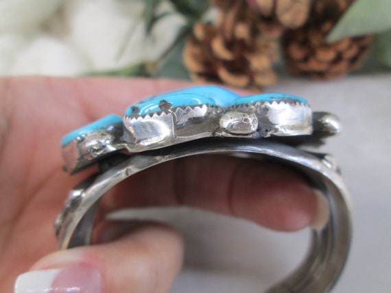 Native American TURQUOISE Sterling Cuff Bracelet>… - image 9