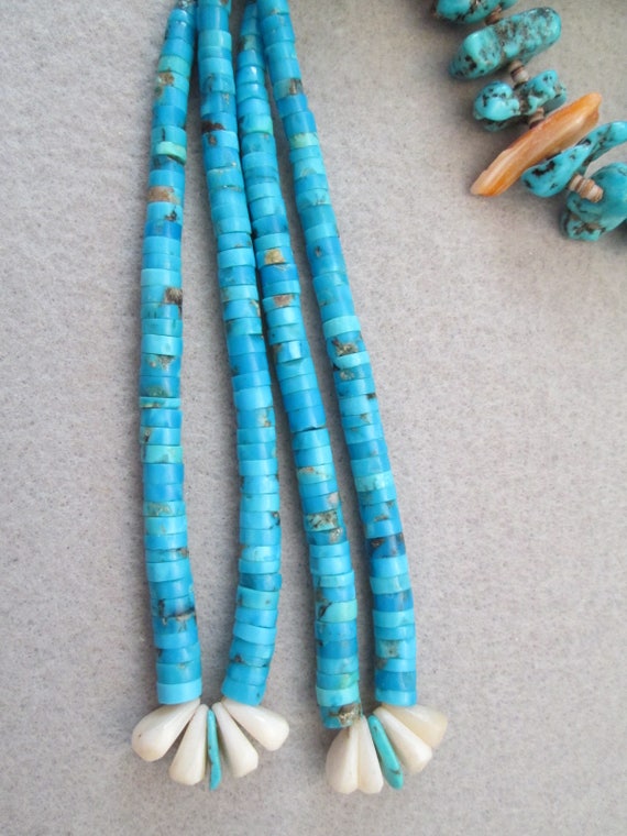Vintage Navajo Genuine Turquoise Jacla Necklace>C… - image 4