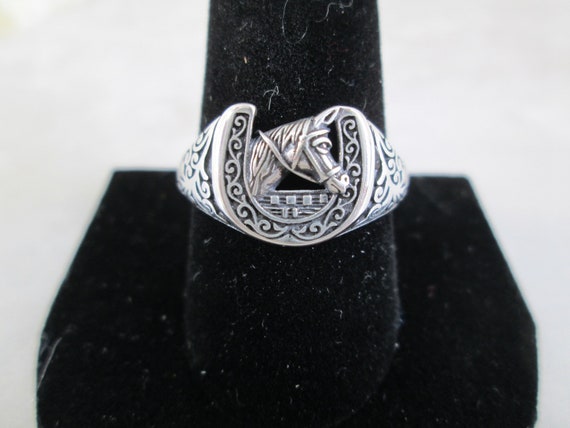 Sterling Silver Horse/Horseshoe Ring>925 Sterling… - image 4