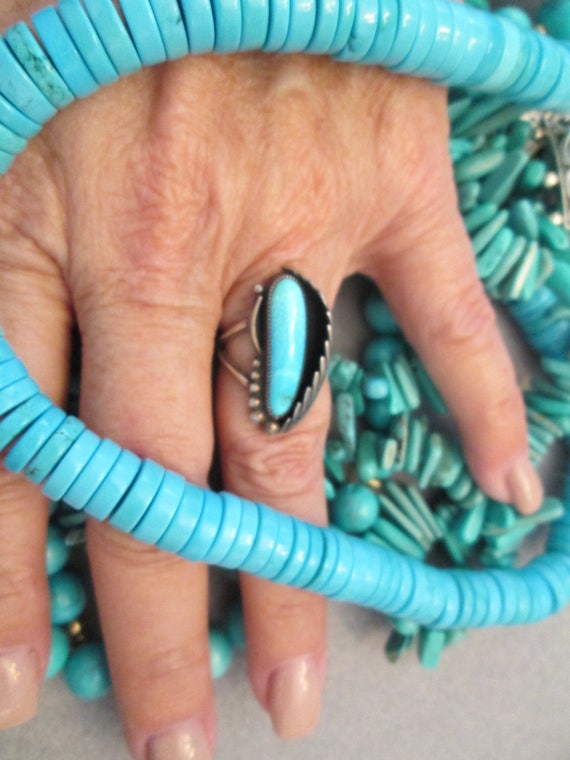 Navajo Turquoise Sterling Ring>925 BLUE GEM Turquo