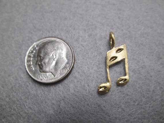 Music Note Charm>Solid 14kt.Gold Slanted Beamed 1… - image 4