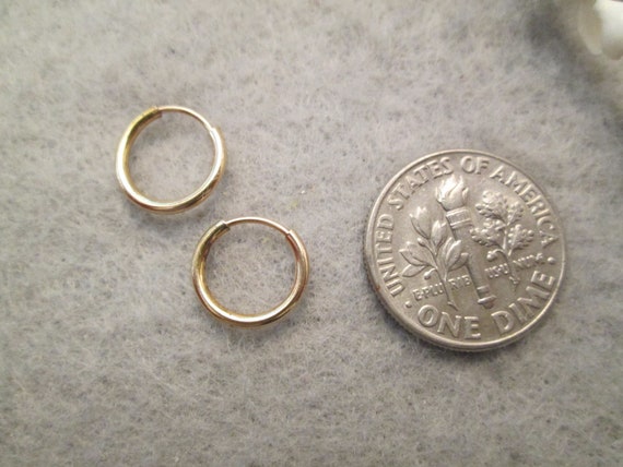 Gold Dainty Hoop Earrings>Gold Endless Hoops>12kt… - image 5