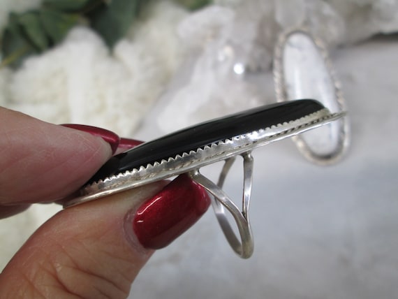 Native Black Onyx Ring or White Buffalo Ring>925 … - image 6