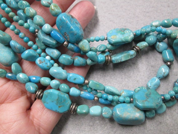 Genuine TURQUOISE Necklace>Sterling Turquoise Nec… - image 1