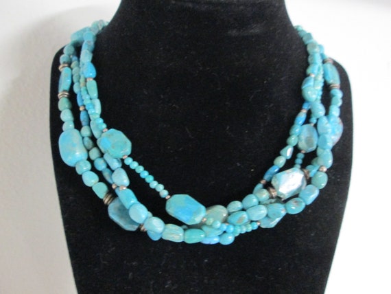 Genuine TURQUOISE Necklace>Sterling Turquoise Nec… - image 2