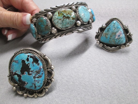 Native American TURQUOISE Statement Ring>Large Ge… - image 4
