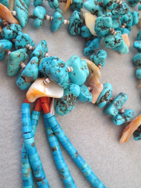 Vintage Navajo Genuine Turquoise Jacla Necklace>C… - image 6