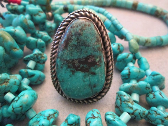 Native American Turquoise ring>925 Turquoise Ring… - image 1