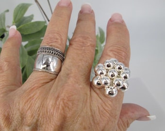 Sterling Ball Ring>925 Sterling Silver Unique Ring,Charm Ring,925 Ball Ring,Dangling Beads,Movement Ring,Sterling,Movable Ring,Non Tarnish