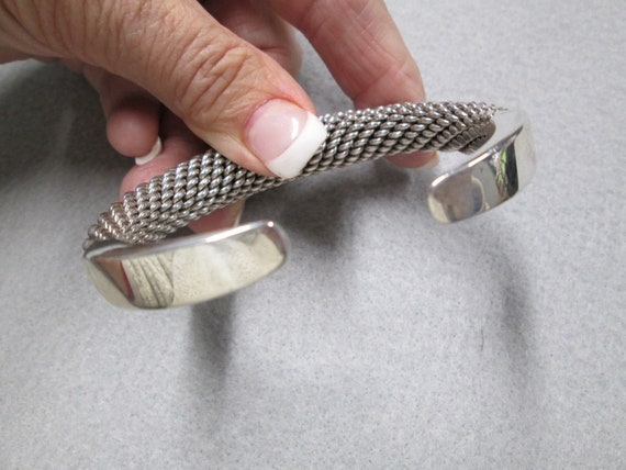 Sterling Silver Woven Cuff Bracelet>Heavy 925 Ste… - image 8