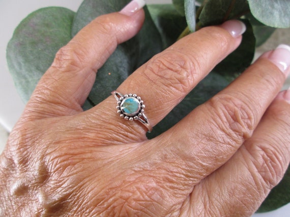 Turquoise Ring>925 Sterling Silver ring,Genuine Tu