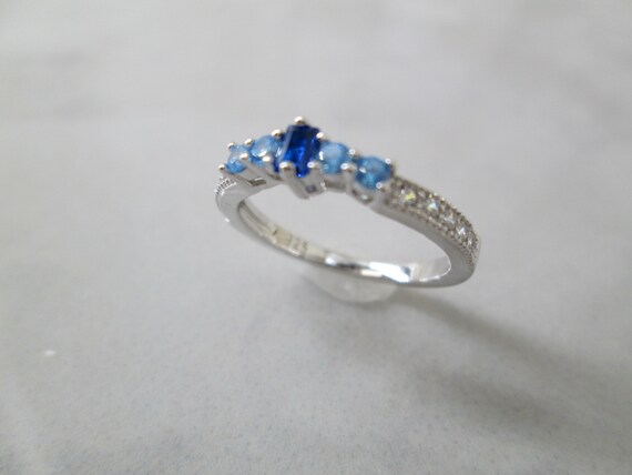 SAPPHIRE & Blue TOPAZ Sterling Silver Ring>Dainty… - image 2