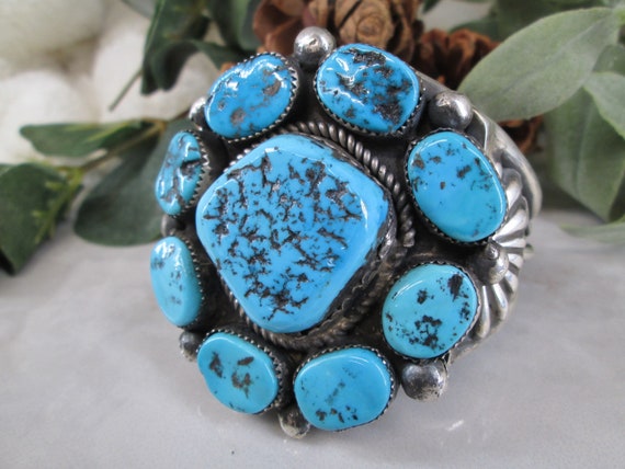 Native American TURQUOISE Sterling Cuff Bracelet>… - image 3