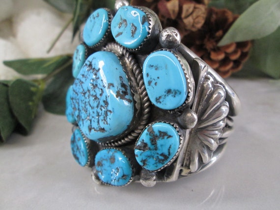 Native American TURQUOISE Sterling Cuff Bracelet>… - image 2