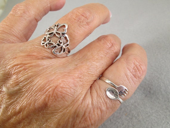 Sterling Silver Small Fork and Spoon Ring>Cutlery… - image 4