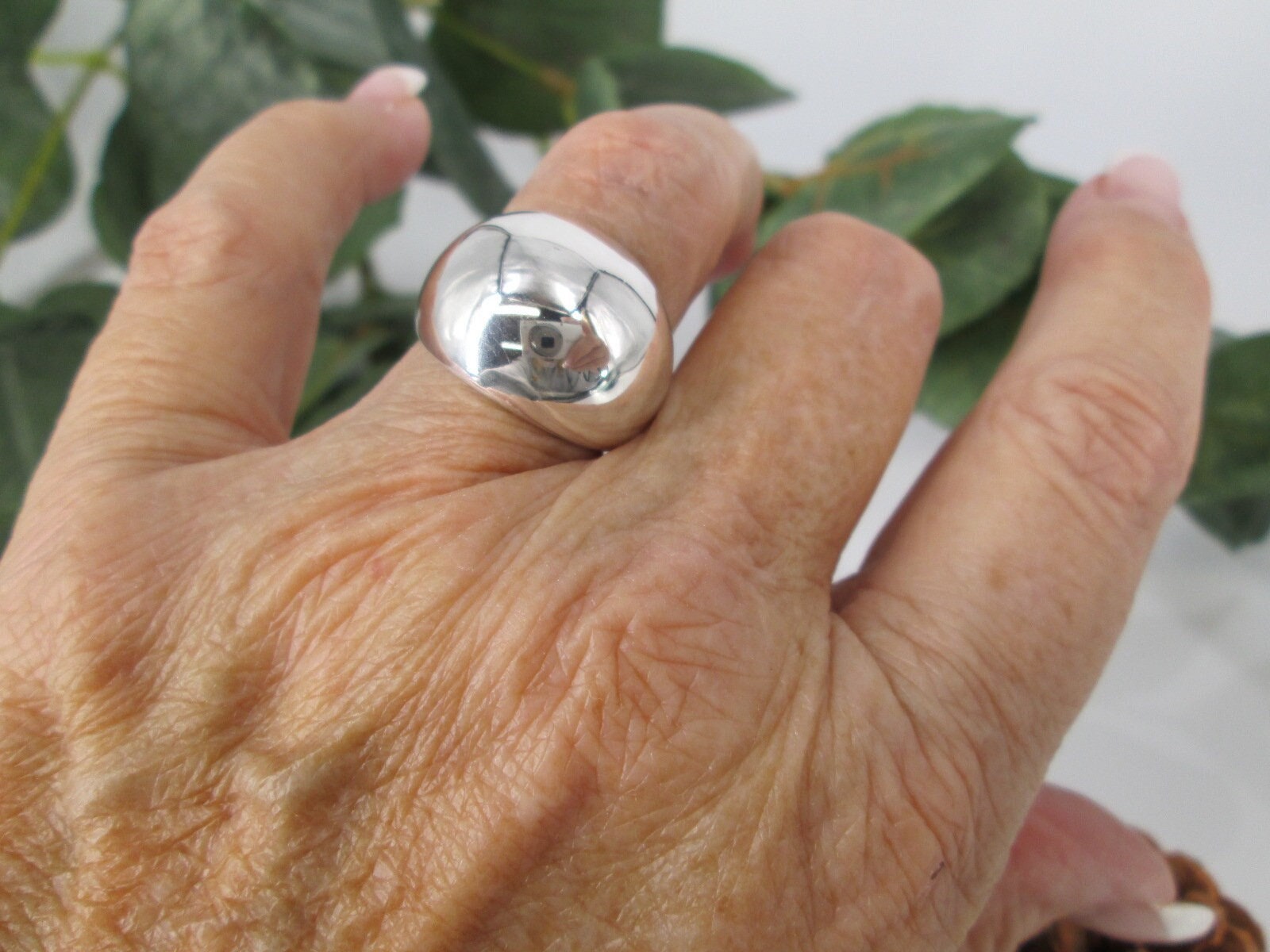 925 Sterling Silver Vintage Open Swirl Dome Ring Size 7.75