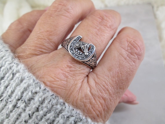 Navajo horseshoe silver ring - Gem