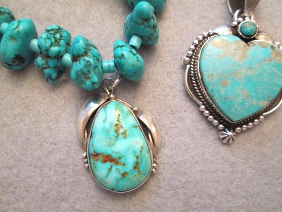 Native Turquoise 925 Sterling Pendant>Handcrafted Vivid Blue-Green Genuine Carico Lake Turquoise Pendant,Southwestern Pendant,Native