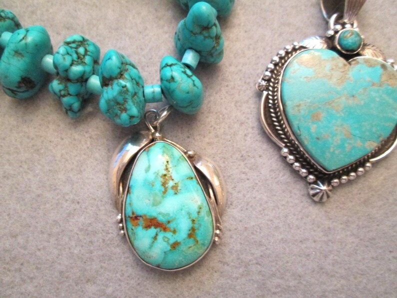 Pendentif en argent sterling turquoise indigène 925>Pendentif artisanal bleu-vert bleu-vert véritable Carico Lake, pendentif sud-ouest, indigène image 1