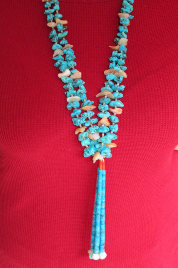 Vintage Navajo Genuine Turquoise Jacla Necklace>C… - image 9