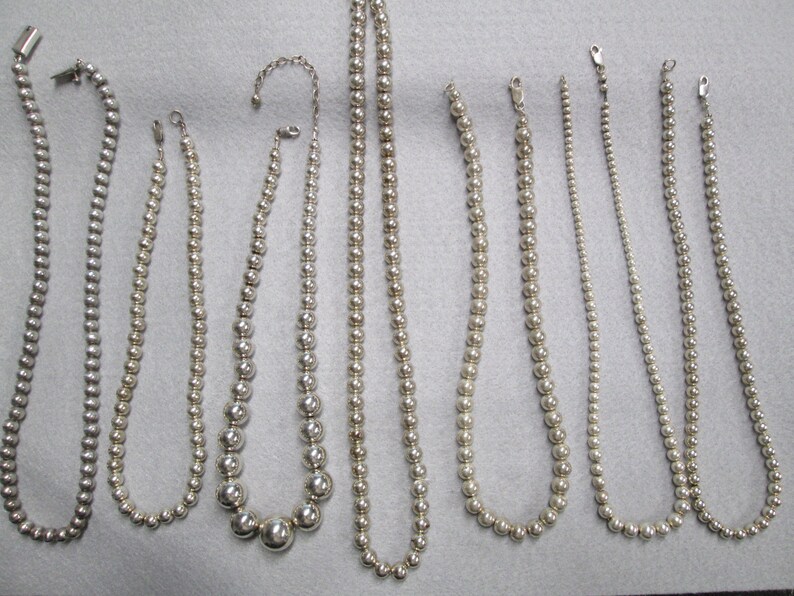 NOT PLATED or Plastic 7 Styles of Sterling Silver Navajo Pearls to Choose FromBeautiful Sterling Ball Bead NecklacesVintage