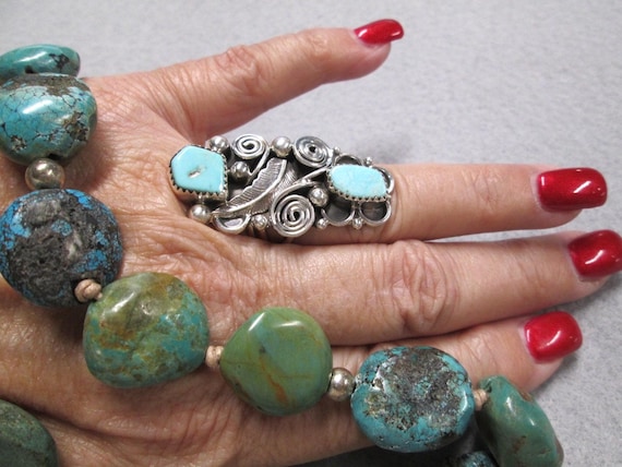 Turquoise Sterling Ring,925 Native Turquoise Statement ring>Turquoise Ring,Tribal ring,Turquoise ring,Southwest Turquoise ring