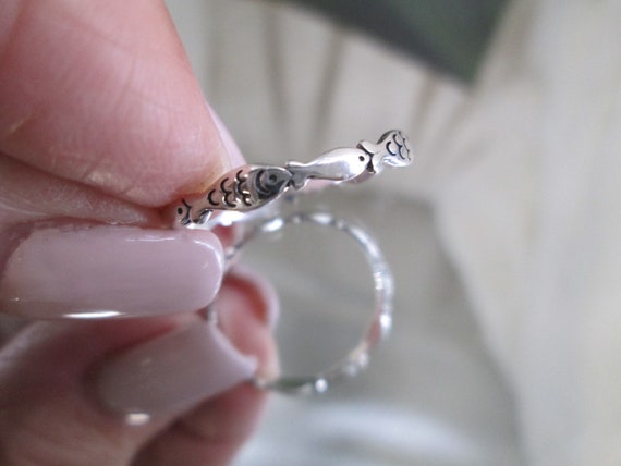 925 Sterling FISH Ring>Narrow Fish band,925 Fish … - image 7