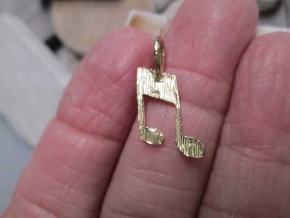 Music Note Charm>Solid 14kt.Gold Slanted Beamed 1… - image 3