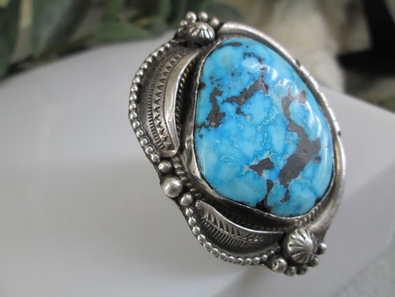 Native American Sterling Genuine Turquoise Ring>L… - image 5