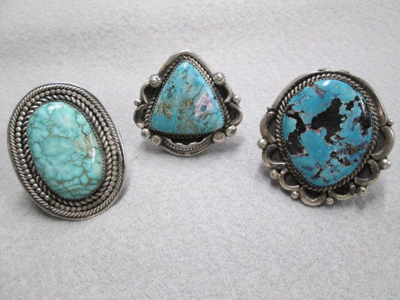Native American TURQUOISE Statement Ring>Large Ge… - image 5