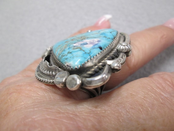 Native American TURQUOISE Statement Ring>Large Ge… - image 7