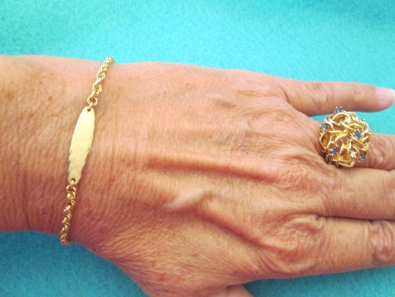 Dainty Solid 14kt. Gold Chain Link Bracelet>Engra… - image 5