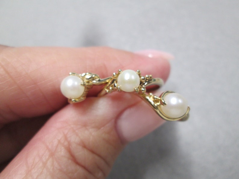 Solid 10kt. Gold Cultured PEARL Ring>Vintage Cultured Pearl Rings,Solid 10kt.Real gold ring,Pearls,Pearl Ring,10kt.Gold Ring,Gift for Her bild 7