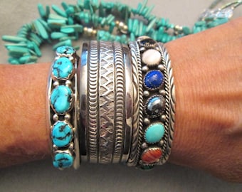 Wide Native Tribal 925 Sterling Cuff Bracelet>Silver Cuff,925 Sterling Stacker Bracelet,925 Cuff,Southwestern Cuff,Vintage Sterling,Western
