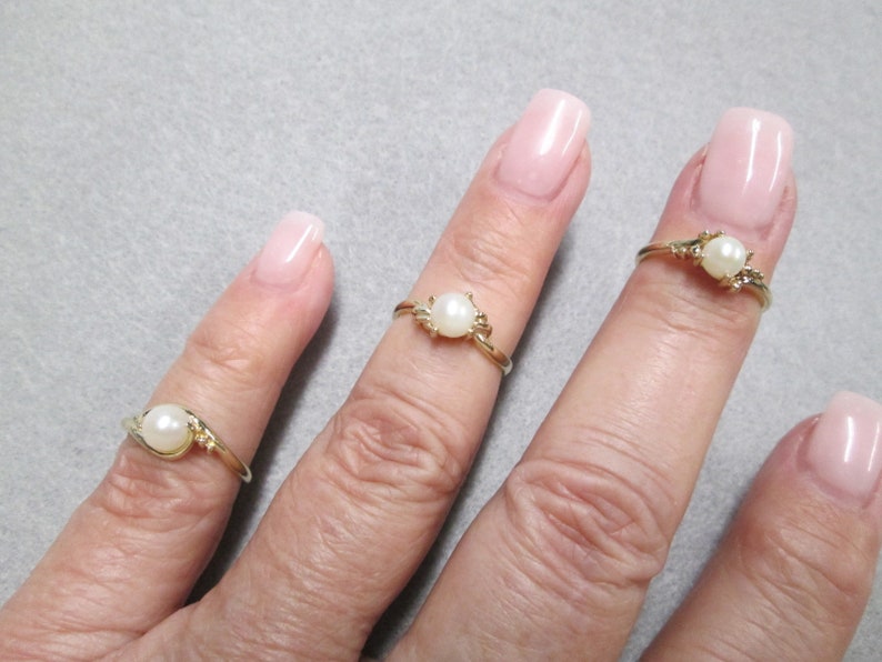 Solid 10kt. Gold Cultured PEARL Ring>Vintage Cultured Pearl Rings,Solid 10kt.Real gold ring,Pearls,Pearl Ring,10kt.Gold Ring,Gift for Her bild 2