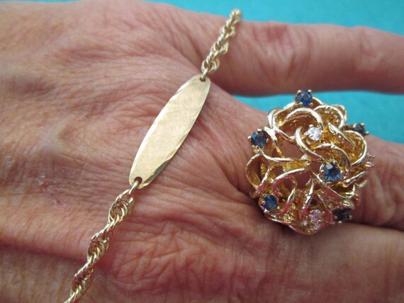 Dainty Solid 14kt. Gold Chain Link Bracelet>Engra… - image 3