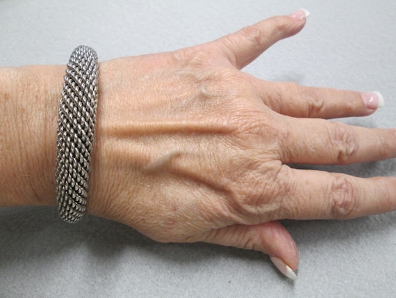 Sterling Silver Woven Cuff Bracelet>Heavy 925 Ste… - image 2